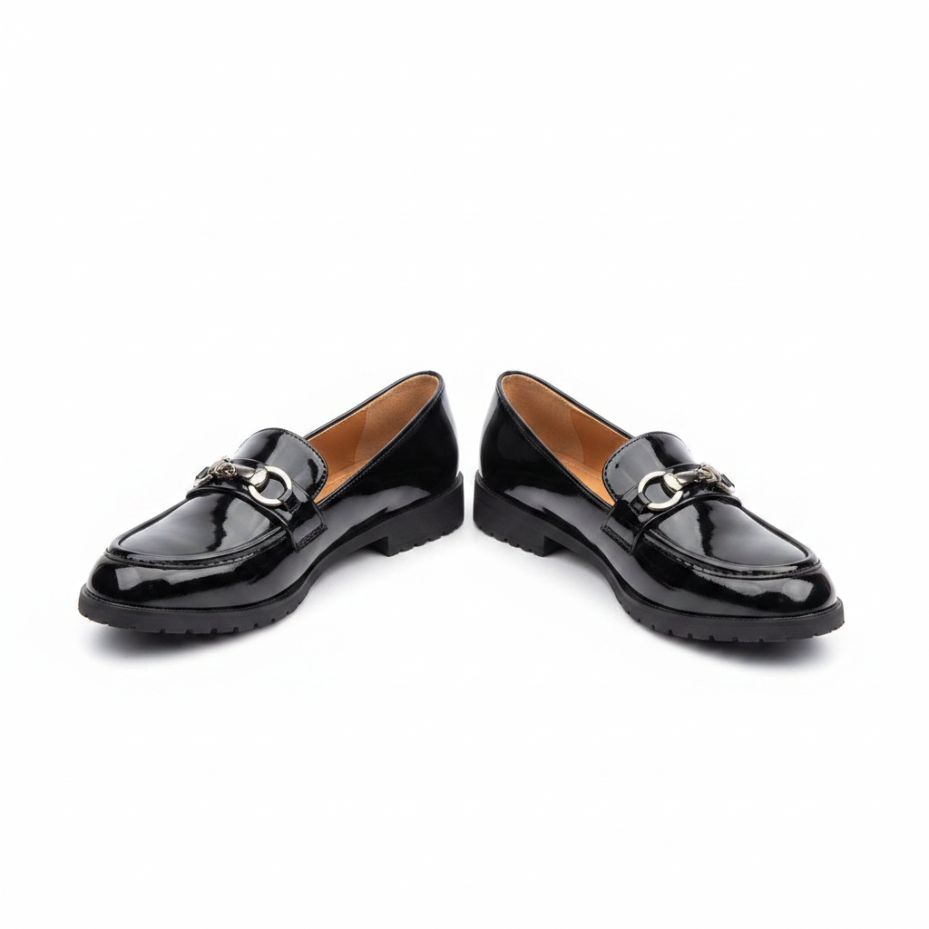 Layinka Store Black Patent Horsebit Loafers – Catalog Shot