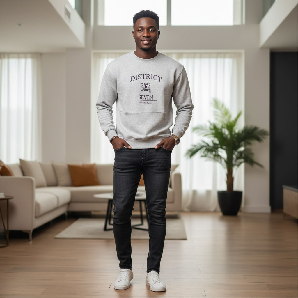District Graphic Crew-Neck Sweatshirt – Model Shot