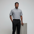Black White Gingham Short-Sleeved Shirt - Model Front View