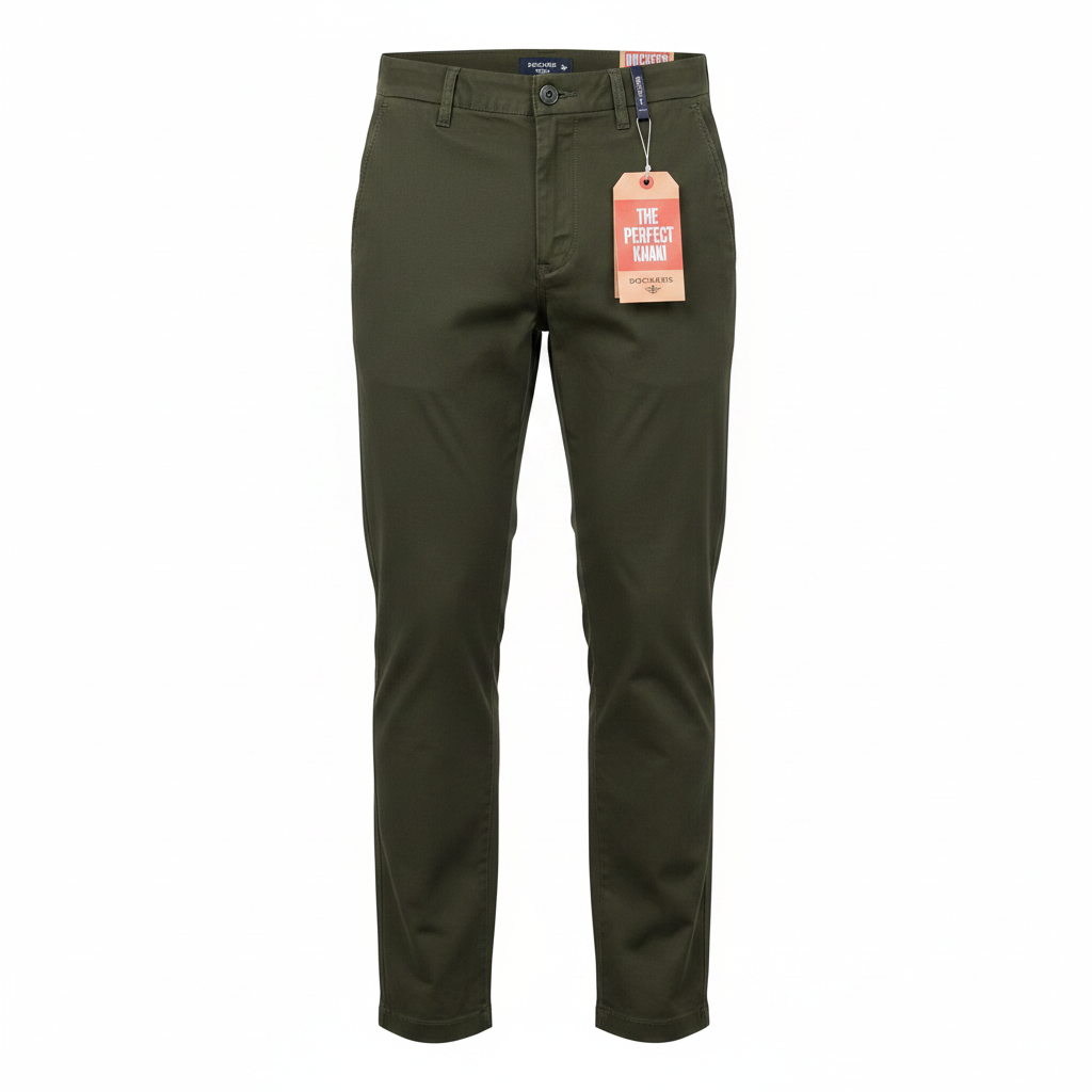Dockers Chino Trousers Army Green - Ghost Mannequin Front