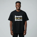 Black Romantic Graphic Oversized Tee - Model Front