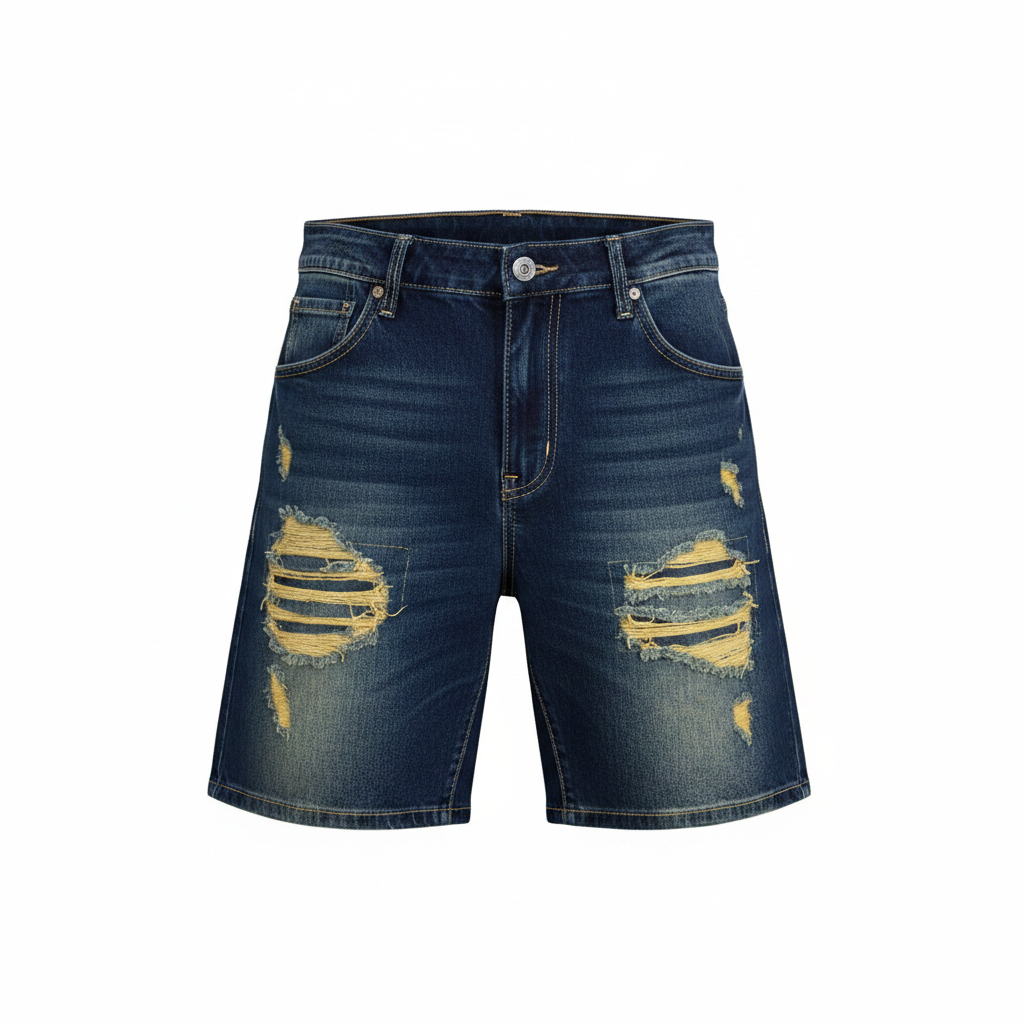 Ghost mannequin – Emmanuel Store Dark Blue Distressed Denim Shorts