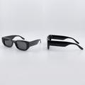 Front and side views of black chunky rectangular glasses