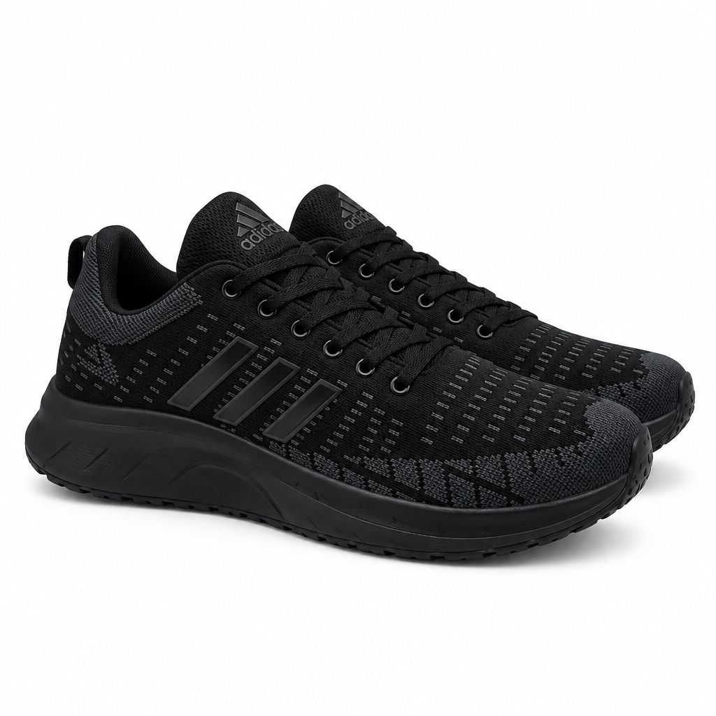 Triple Black Knit Running Sneaker All Black – Catalog Shot