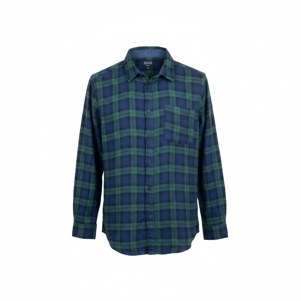 Men's Tartan Flannel Shirt – Ghost Mannequin Blue & Green