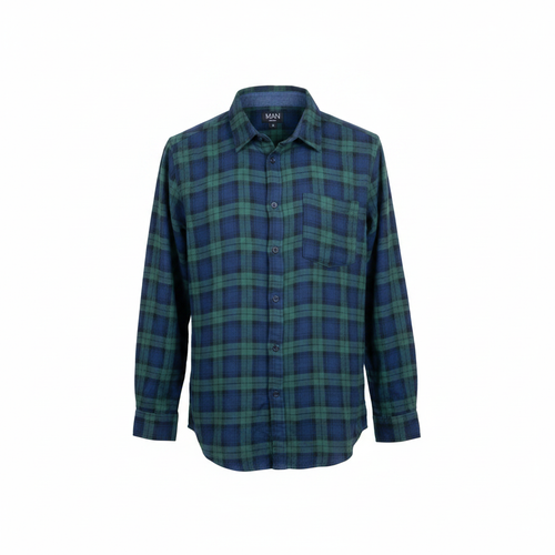 Men's Tartan Flannel Shirt – Ghost Mannequin Blue & Green