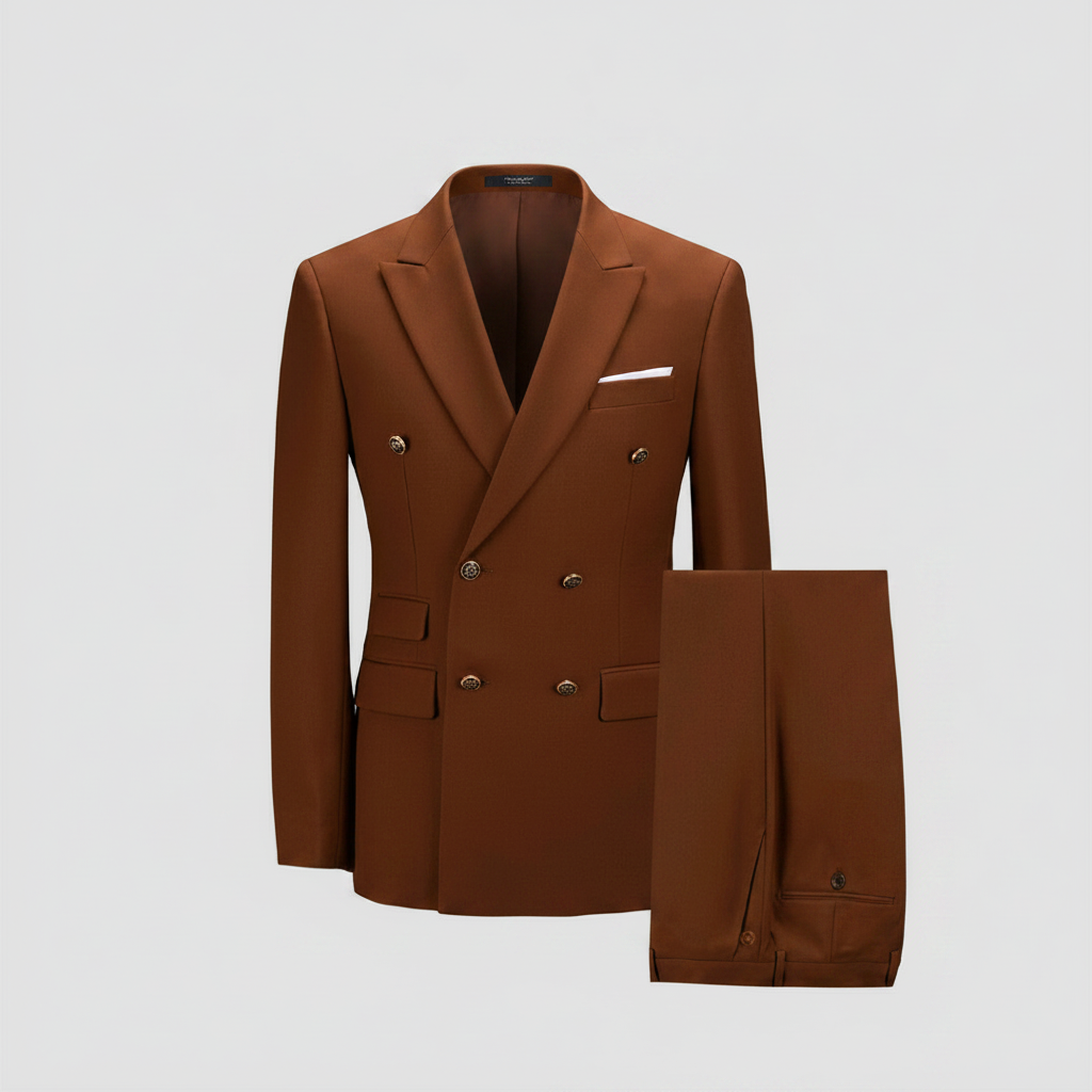 Cognac Brown Double-Breasted Suit – Ghost Mannequin