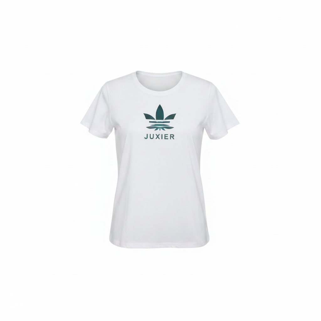 Women's white trefoil logo graphic crew neck tee - ghost mannequin front view
