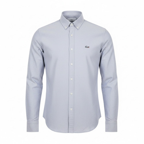 Silver grey plain long-sleeved shirt ghost mannequin front view