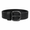 Black Leather Distressed Matte D-Buckle Belt - Front View
