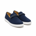 Navy Suede Braided Knot Slip-On Loafer - Ghost Mannequin