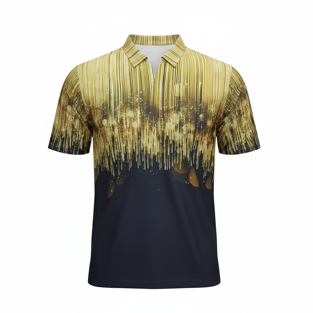 Gold Drip Print Short-Sleeved Shirt - Ghost Mannequin