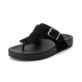 Black Suede Buckle Thong Palm Sandal - Ghost Mannequin