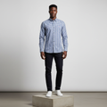 Navy White Gingham Long-Sleeved Shirt - Model Shot
