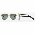 Ornate Brow Bar Aviator Sunglasses Gold Smoke – Ghost Mannequin Front and Side View