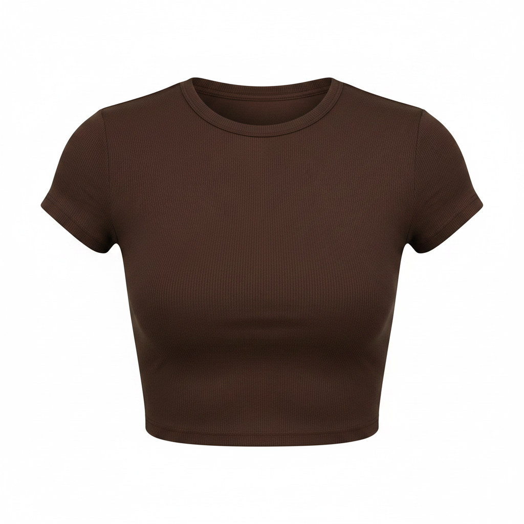 Women's Fitted Crop Top – Ghost Mannequin Brown