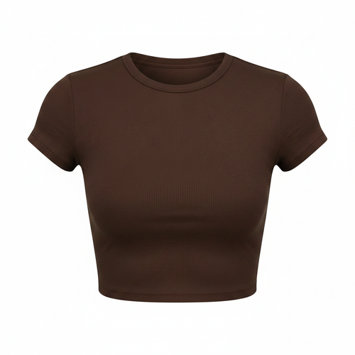 Women's Fitted Crop Top – Ghost Mannequin Brown