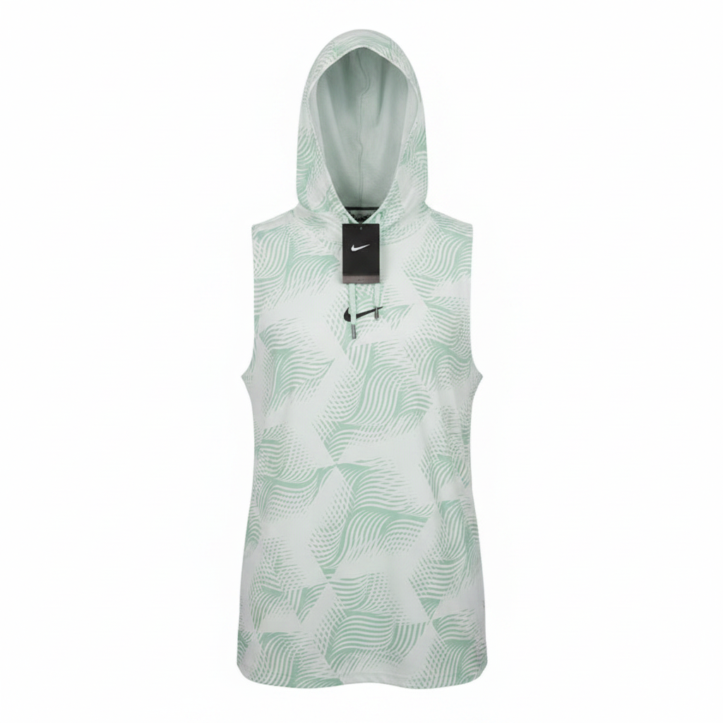 Nike mint wave-print sleeveless sport hoodie ghost mannequin view