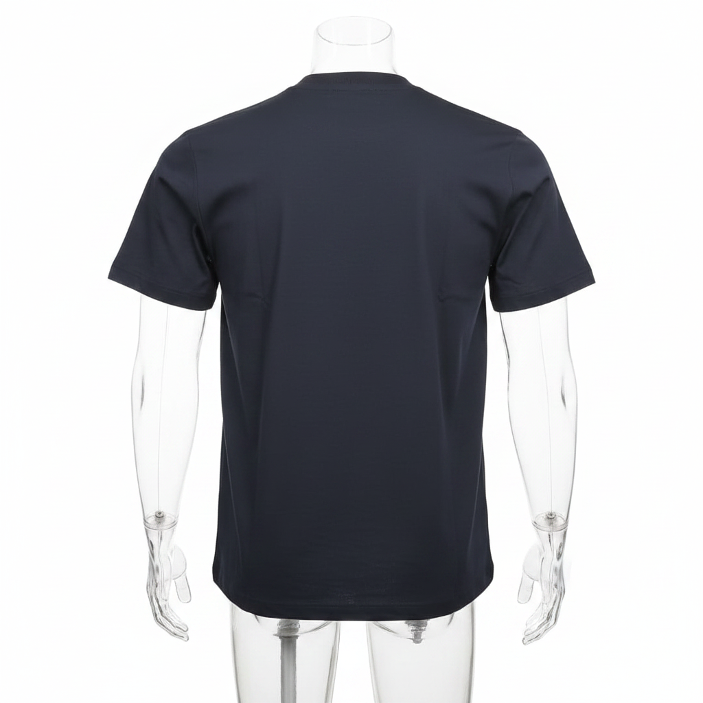 Dark Navy Crown Logo Graphic Short-Sleeved Shirt - Ghost Mannequin Back