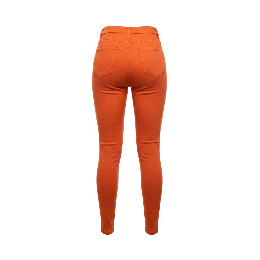Orange High-Waist Skinny Stretch Jeans – Back Ghost Mannequin