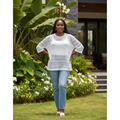 Women's White Sheer Mesh Top — Model Shot