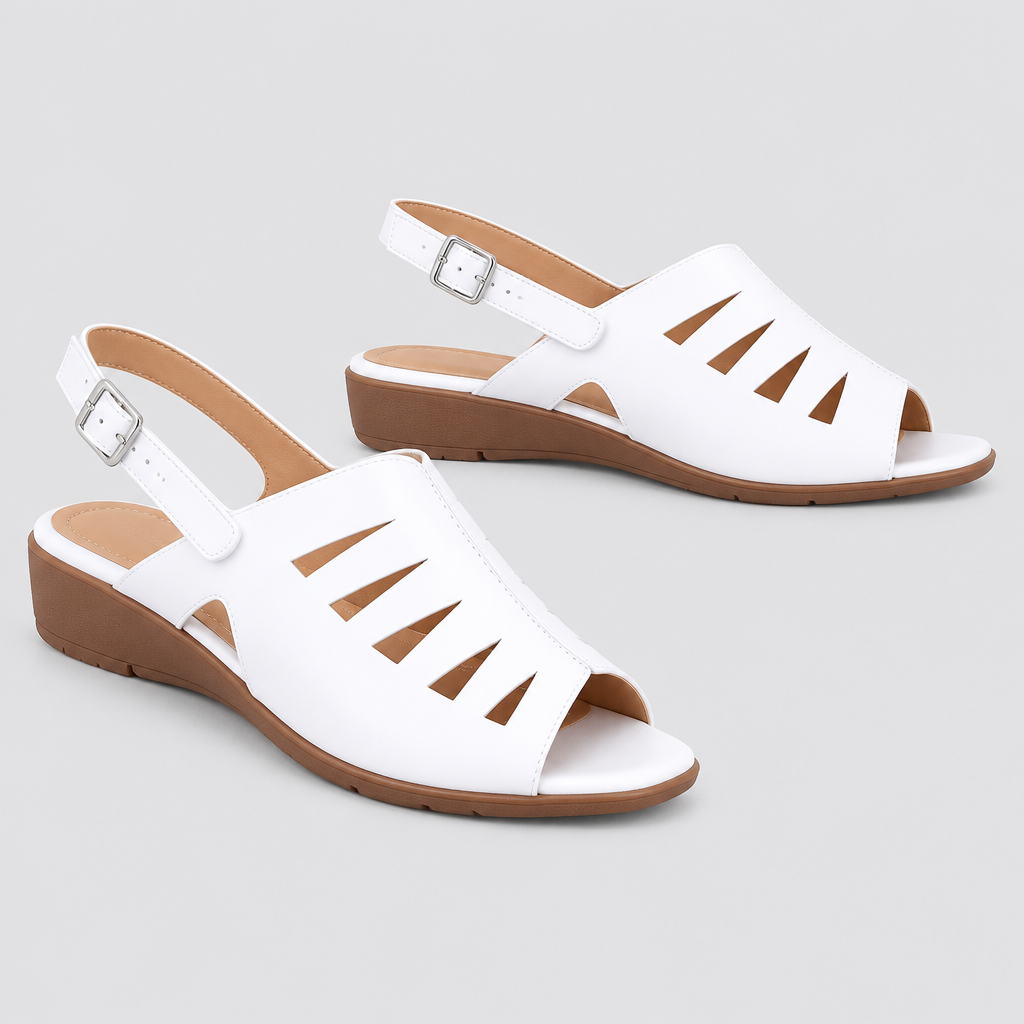 White cutout slingback sandals product-only pair
