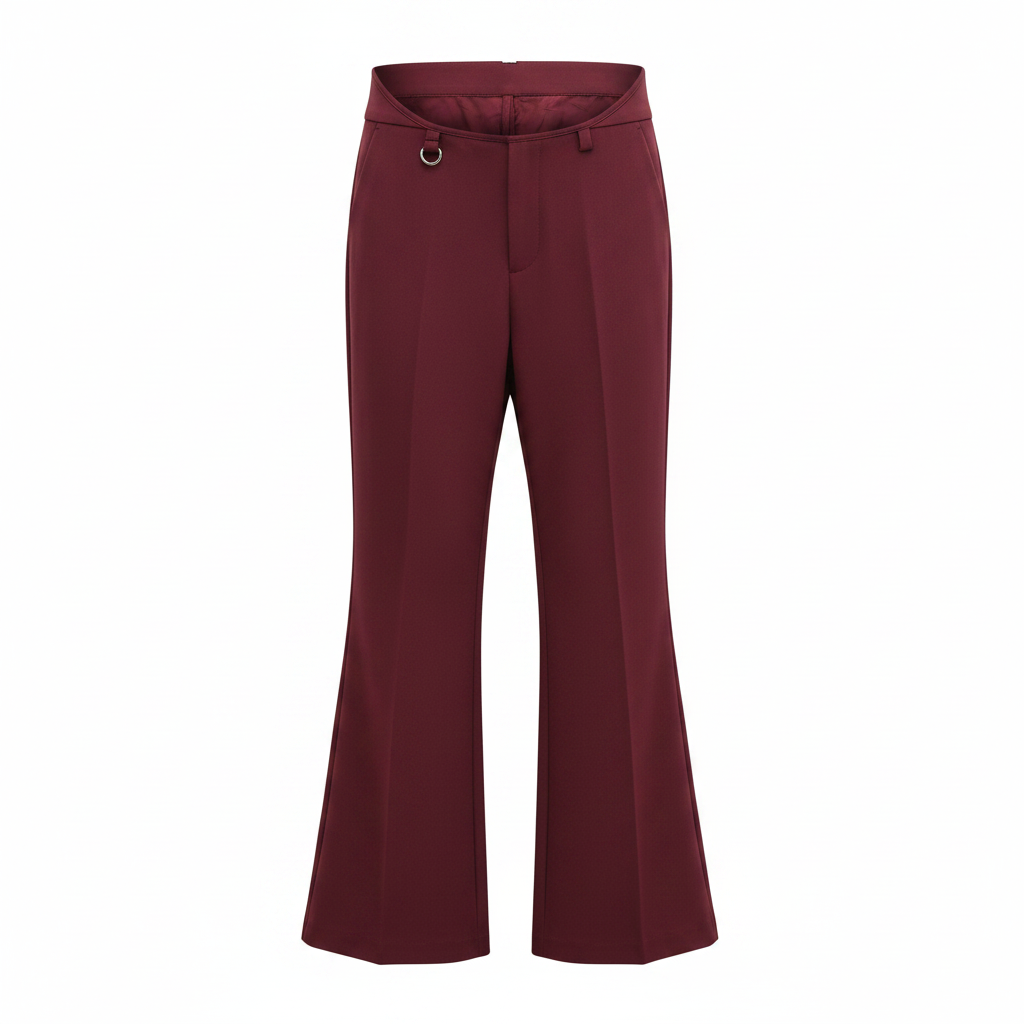 Women's Burgundy Wide-Leg Palazzo Trousers – Ghost Mannequin Front View