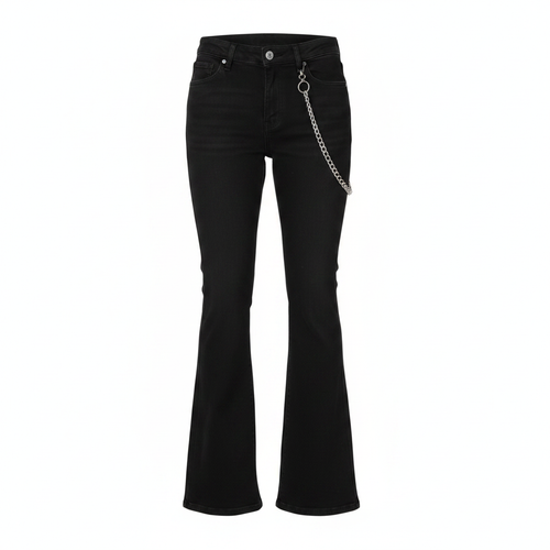 Black Flare Denim Jeans with Chain Detail – Ghost Mannequin