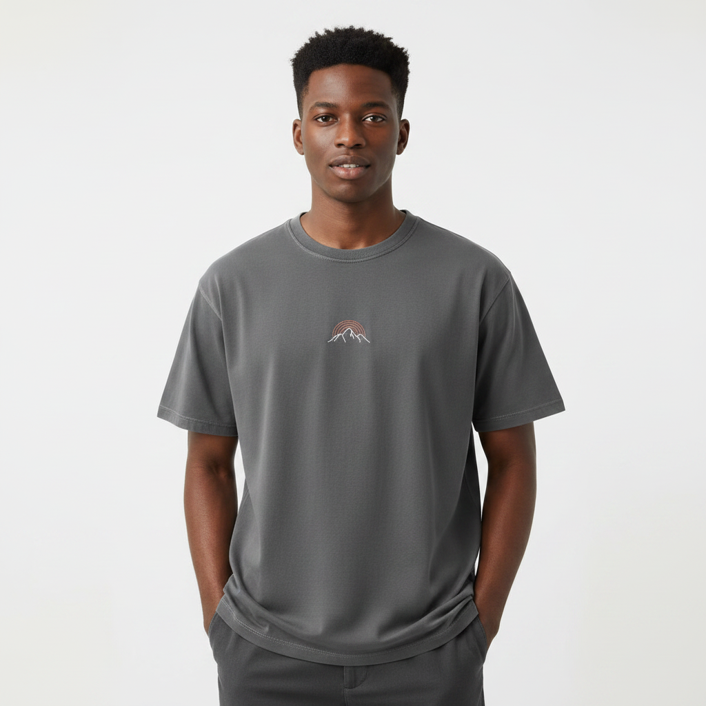 Charcoal Mountain Graphic Tee - Model Front View