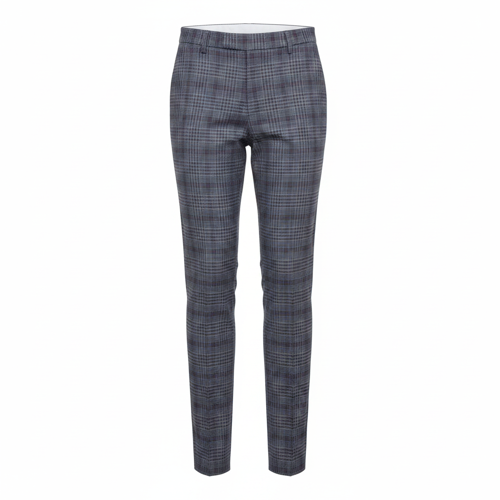 Navy Grey Glen Plaid Trousers – Front Ghost Mannequin