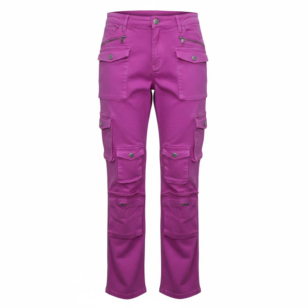 Purple Multi-Pocket Cargo Trousers - Ghost Mannequin