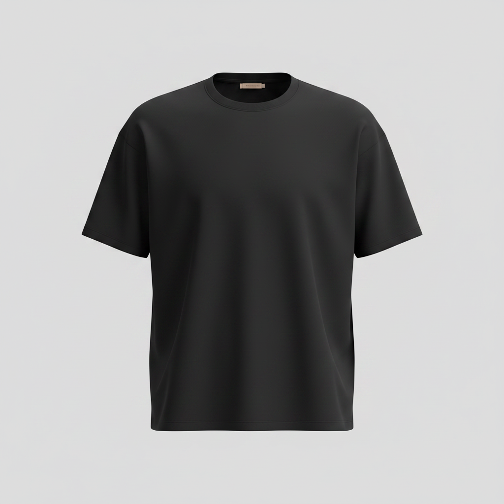 Plain black crew neck t-shirt front view