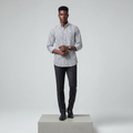 White Navy Yellow Striped Long-Sleeved Shirt - Model Shot
