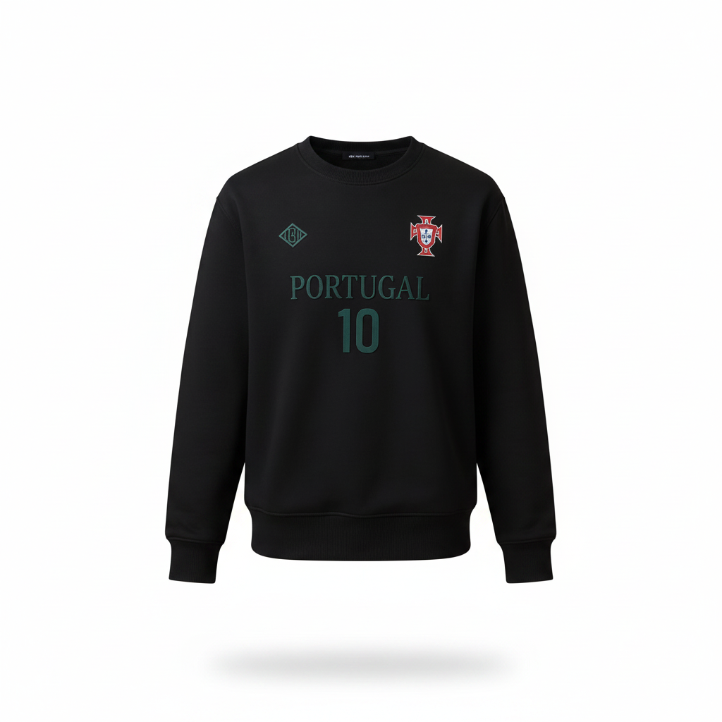 Portugal #10 Black Crew-Neck Sweatshirt – Ghost Mannequin