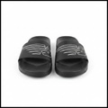 Men's black abstract graphic print wide-strap slide sandal ghost mannequin view