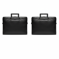 Sobar black pebbled leather slim laptop portfolio ghost mannequin front and back view