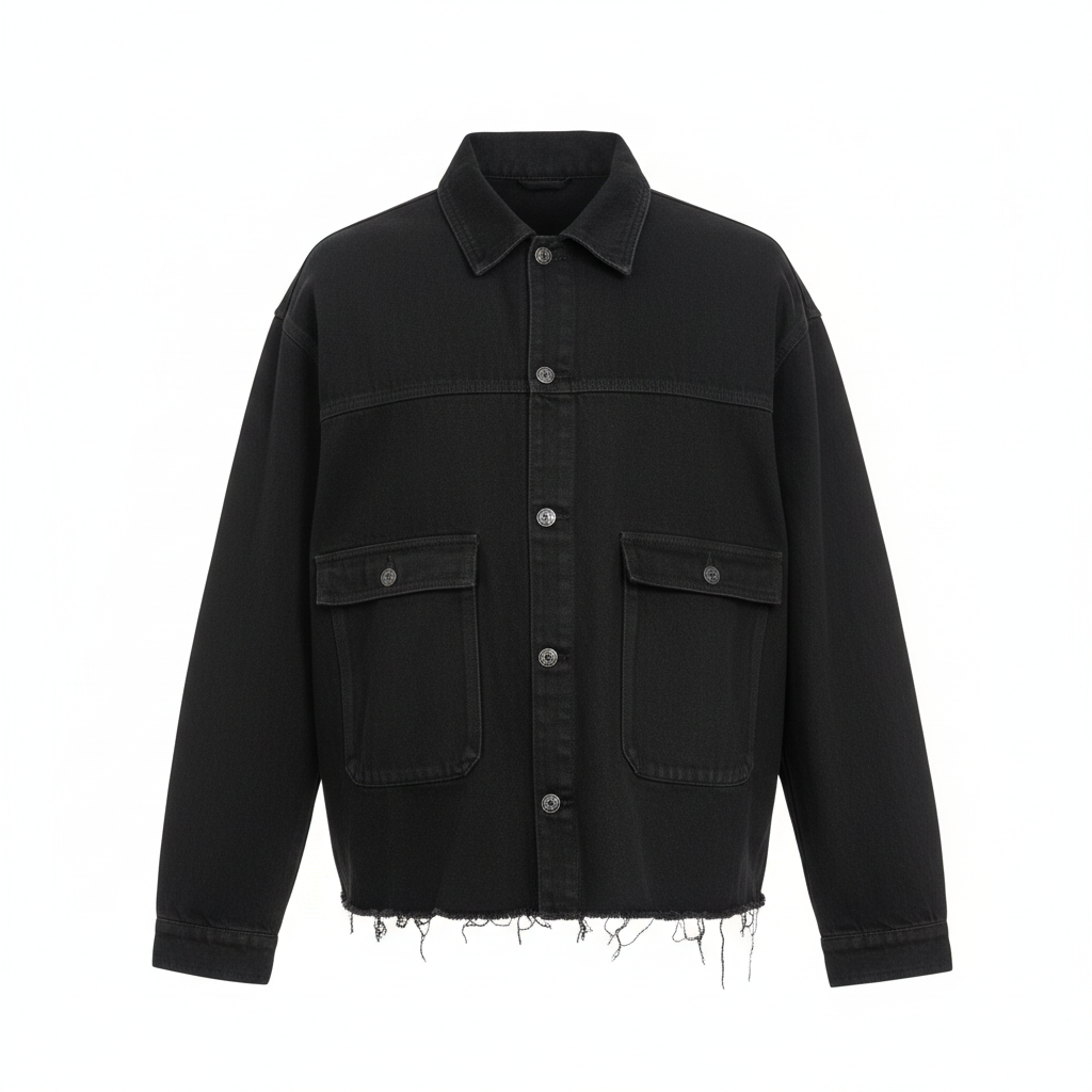Oversized Black Denim Cargo Jacket – Ghost Mannequin
