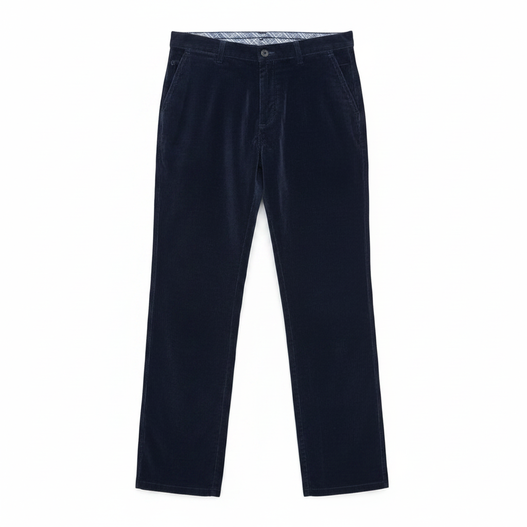 Navy Blue Corduroy Trousers – Ghost Mannequin Front