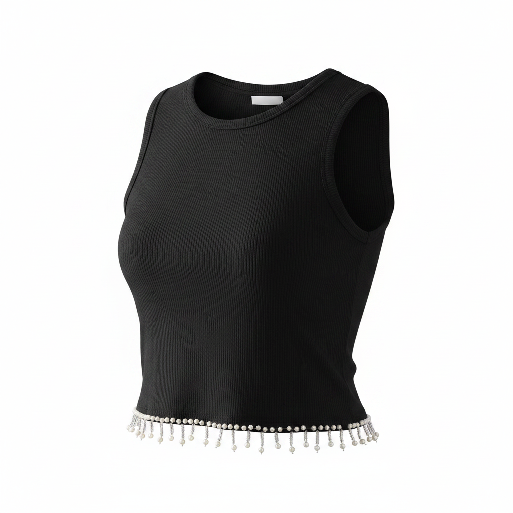 Ghost Mannequin Front – Black Pearl Hem Crapo Top