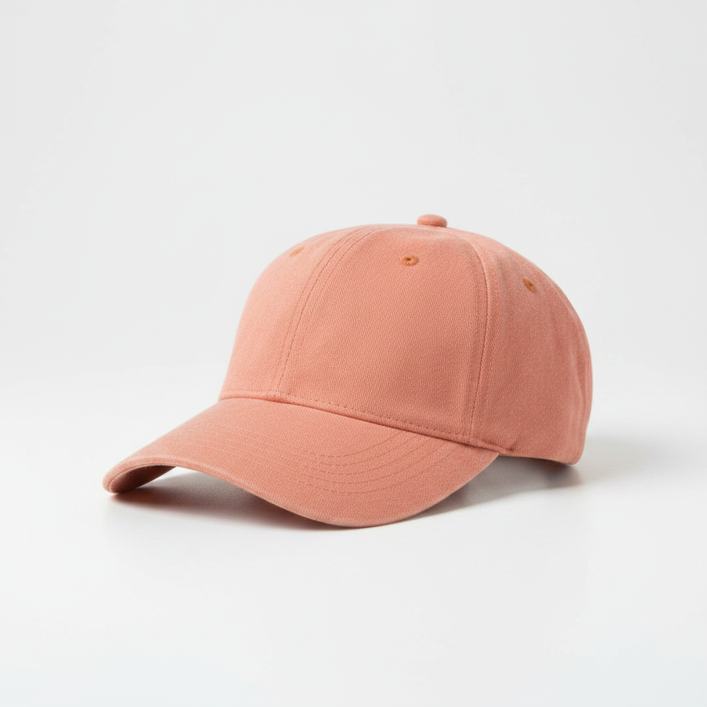 Plain peach cotton dad cap diagonal product shot