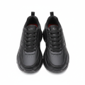 Women's all-black lace-up chunky sneakers ghost mannequin pair view