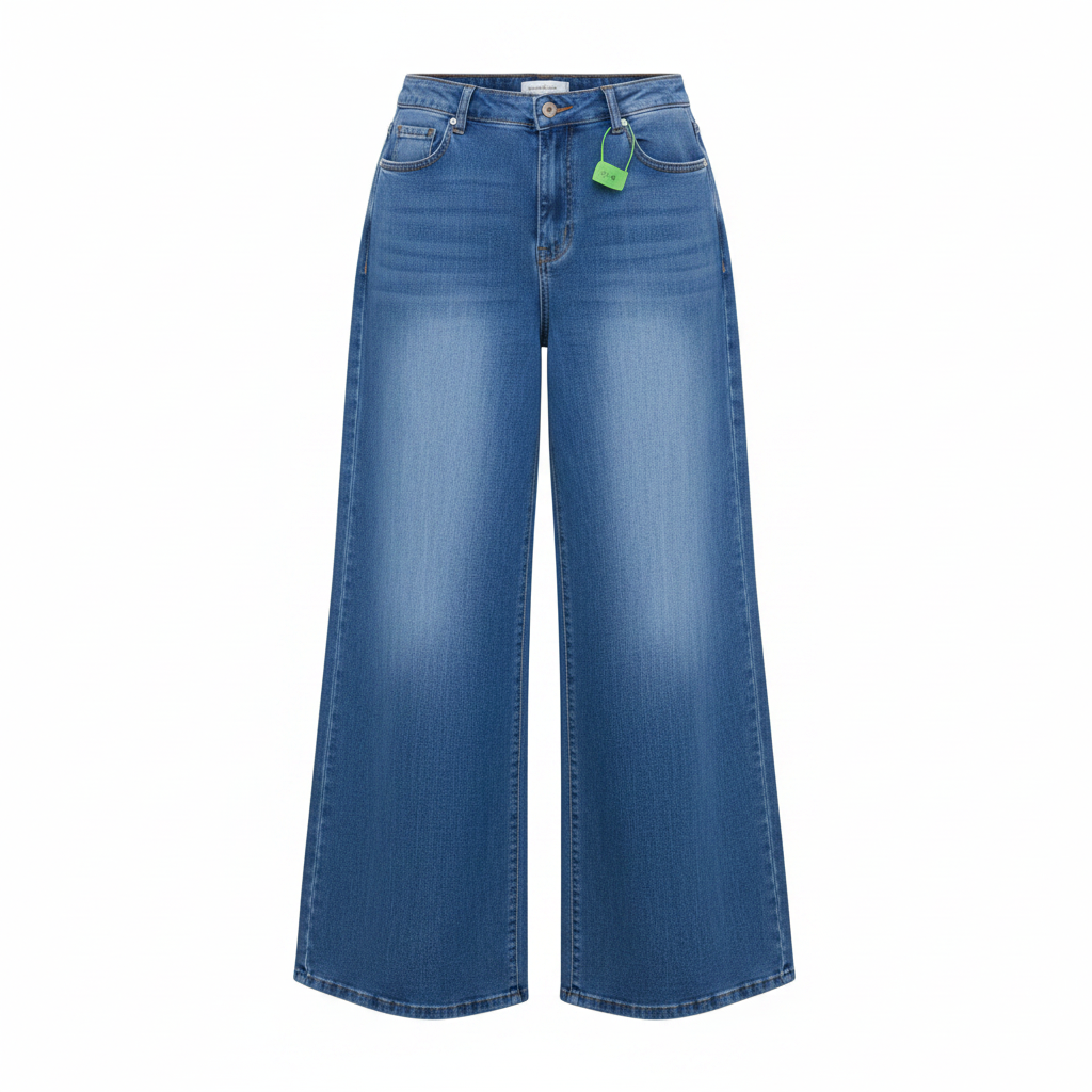 Medium Blue High-Waist Wide-Leg Palazzo Jeans - Ghost Mannequin