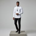 White Embroidered Long-Sleeved Shirt - Model Front