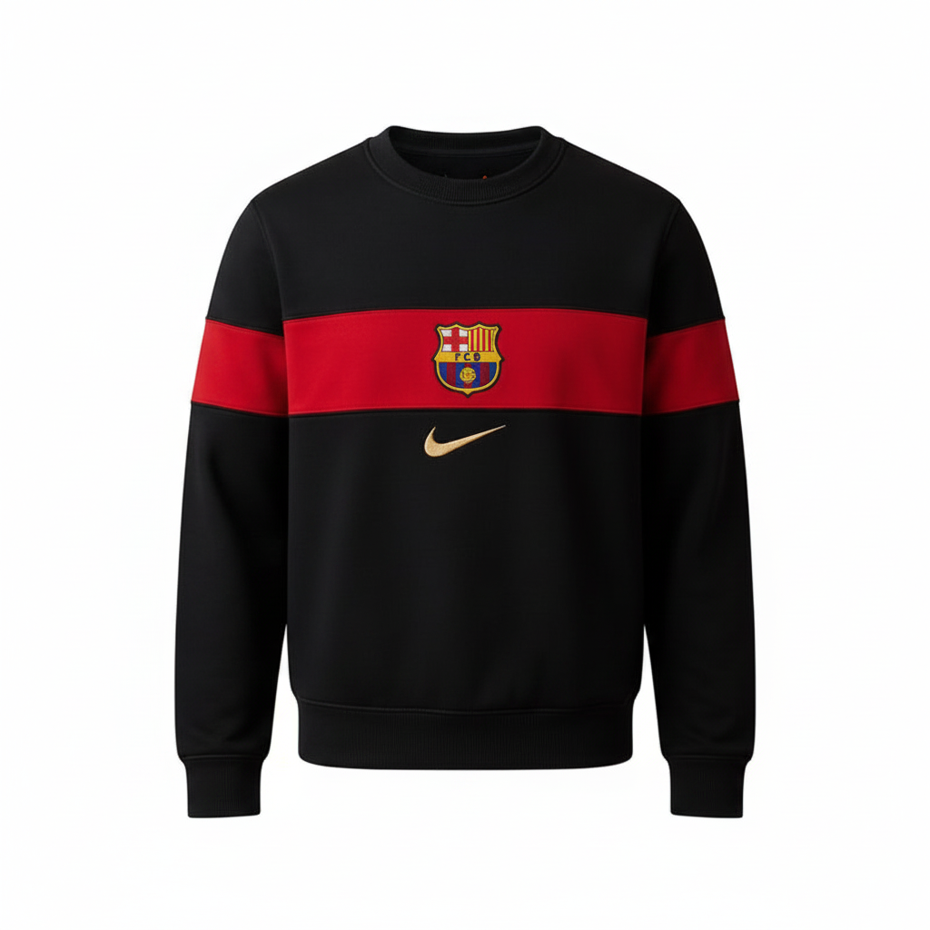 FC Barcelona Black Red Stripe Crew-Neck Sweatshirt – Ghost Mannequin