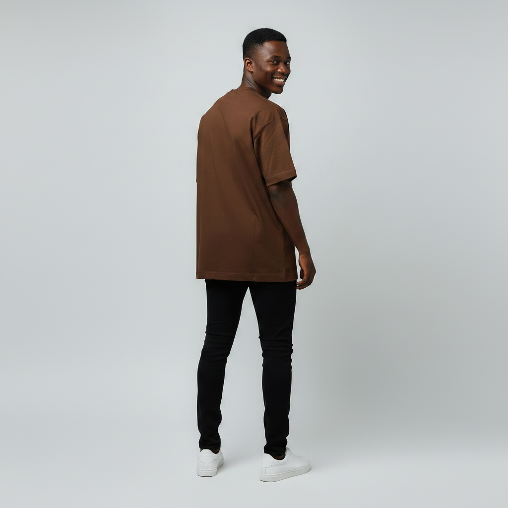 Coffee Brown Fable Rock and Roll Tee - Model Back