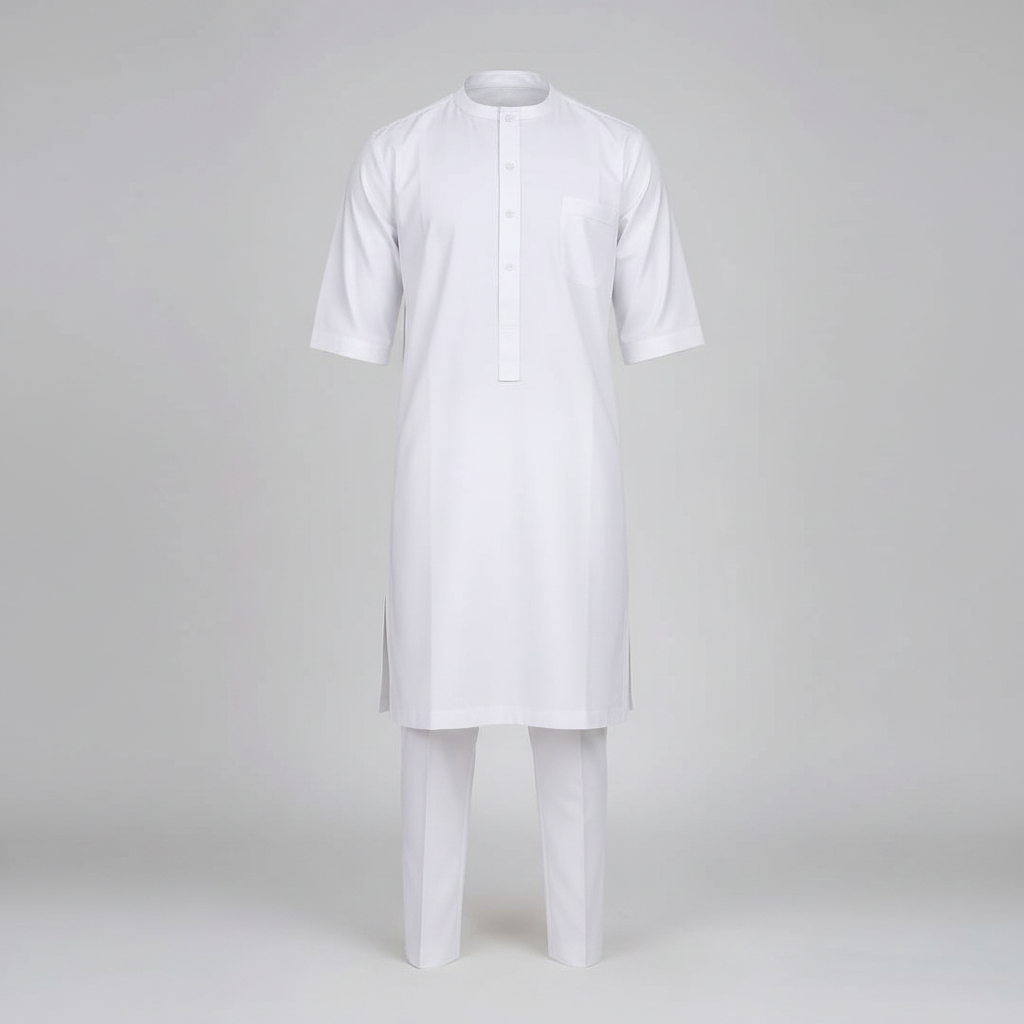 Chukmore White Senator Three-Quarter Sleeve Set - Ghost Mannequin