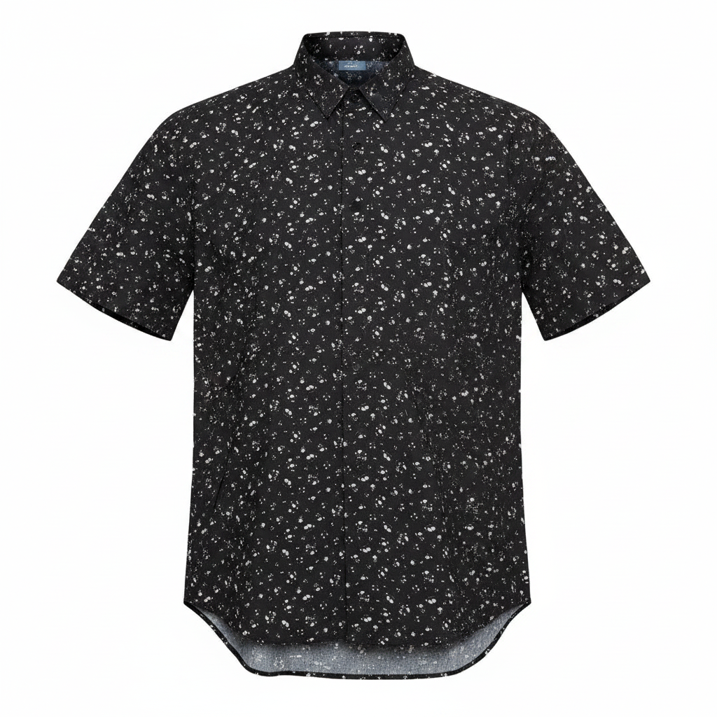 Ghost mannequin black floral print short-sleeved shirt