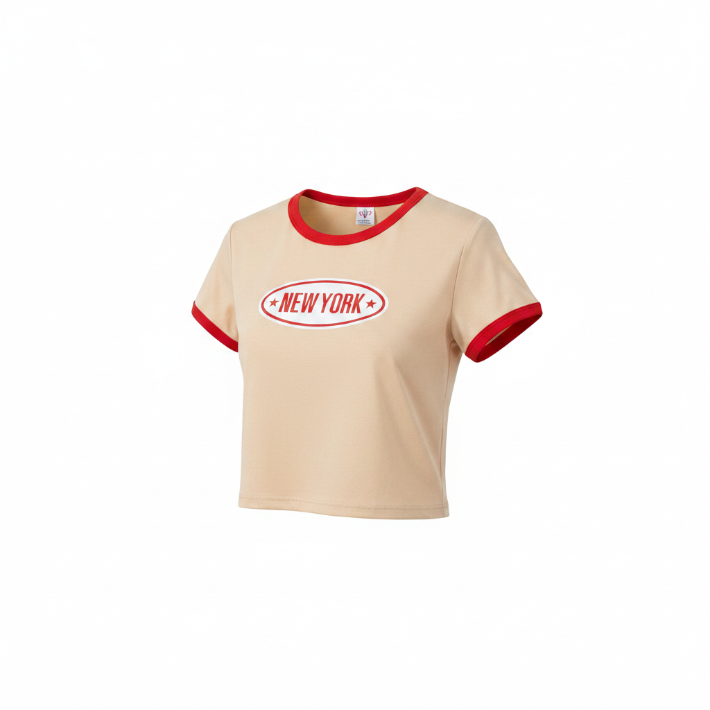 Patpron Cream New York Retro Ringer Crop Tee – Ghost Mannequin