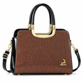 Shimmer Patent Structured Handbag – Brown, Ghost Mannequin