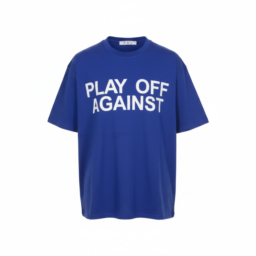 Unisex royal blue play off against statement oversized tee – ghost mannequin front view